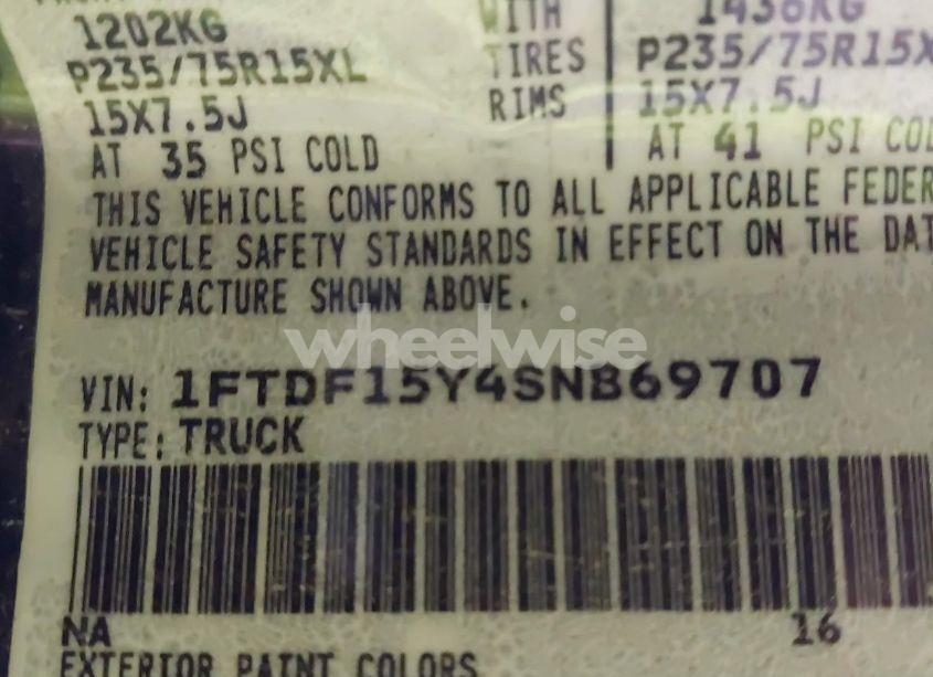 Photo 9 of 1995 Ford F150 (VIN 1FTDF15Y4SNB69707)