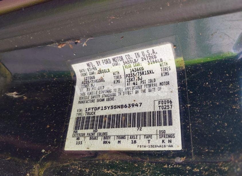 Photo 9 of 1995 Ford F150 (VIN 1FTDF15Y5SNB63947)