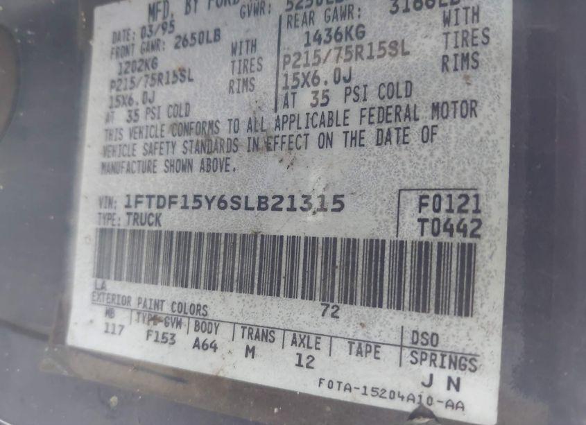 Photo 9 of 1995 Ford F150 (VIN 1FTDF15Y6SLB21315)