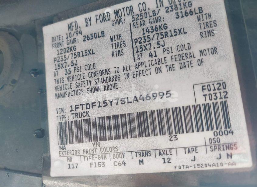 Photo 9 of 1995 Ford F150 (VIN 1FTDF15Y7SLA46995)