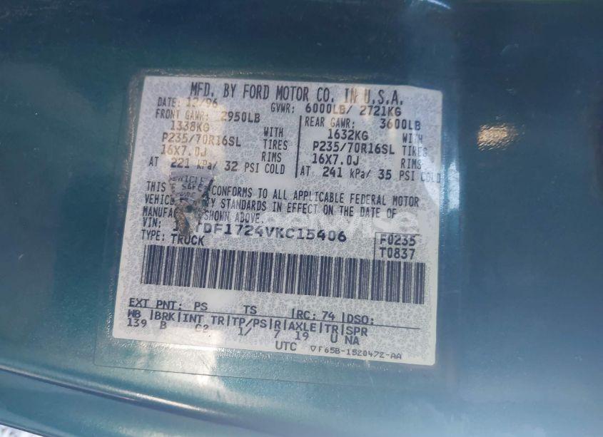 Photo 9 of 1997 Ford F-150 STANDARD/XL/XLT (VIN 1FTDF1724VKC15406)