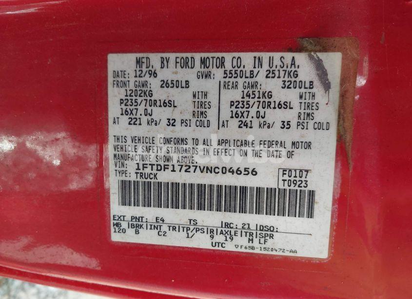 Photo 9 of 1997 Ford F-150 STANDARD/XL/XLT (VIN 1FTDF1727VNC04656)