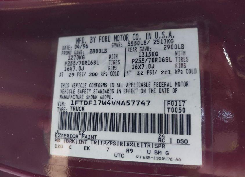 Photo 9 of 1997 Ford F-150 LARIAT/STANDARD/XL/XLT (VIN 1FTDF17W4VNA57747)