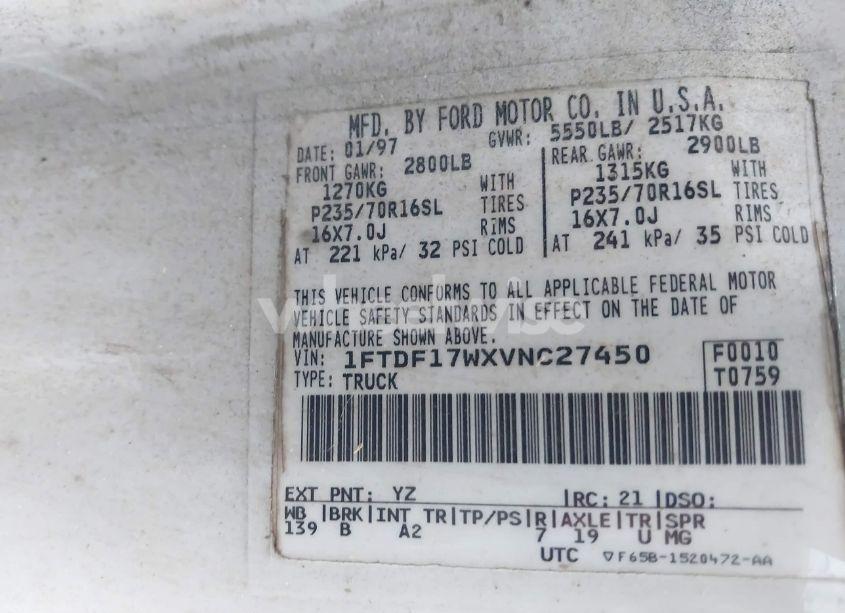 Photo 9 of 1997 Ford F-150 LARIAT/STANDARD/XL/XLT (VIN 1FTDF17WXVNC27450)