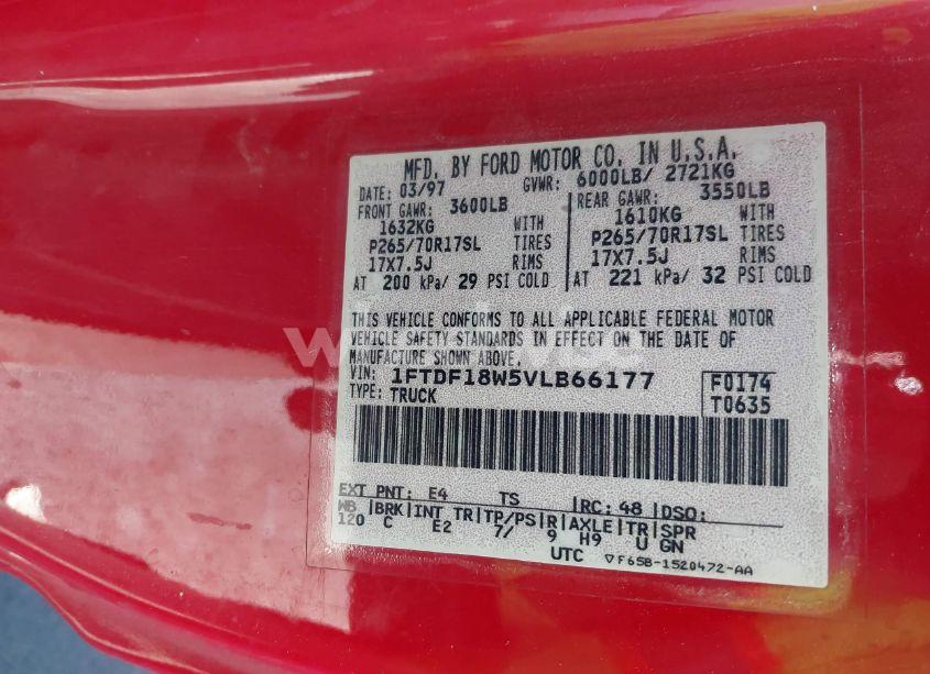 Photo 9 of 1997 Ford F-150 LARIAT/STANDARD/XL/XLT (VIN 1FTDF18W5VLB66177)