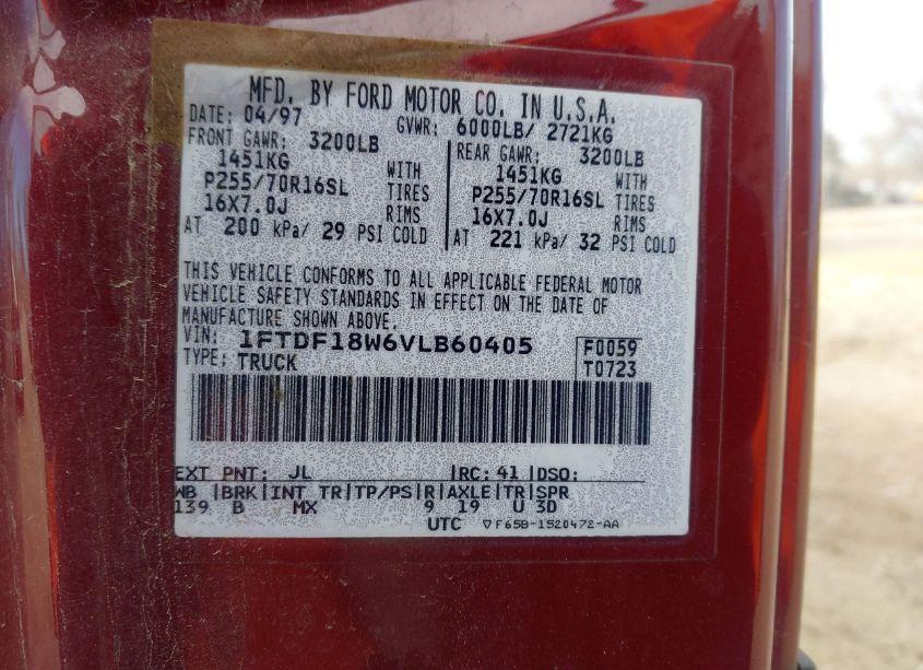 Photo 9 of 1997 Ford F-150 LARIAT/STANDARD/XL/XLT (VIN 1FTDF18W6VLB60405)
