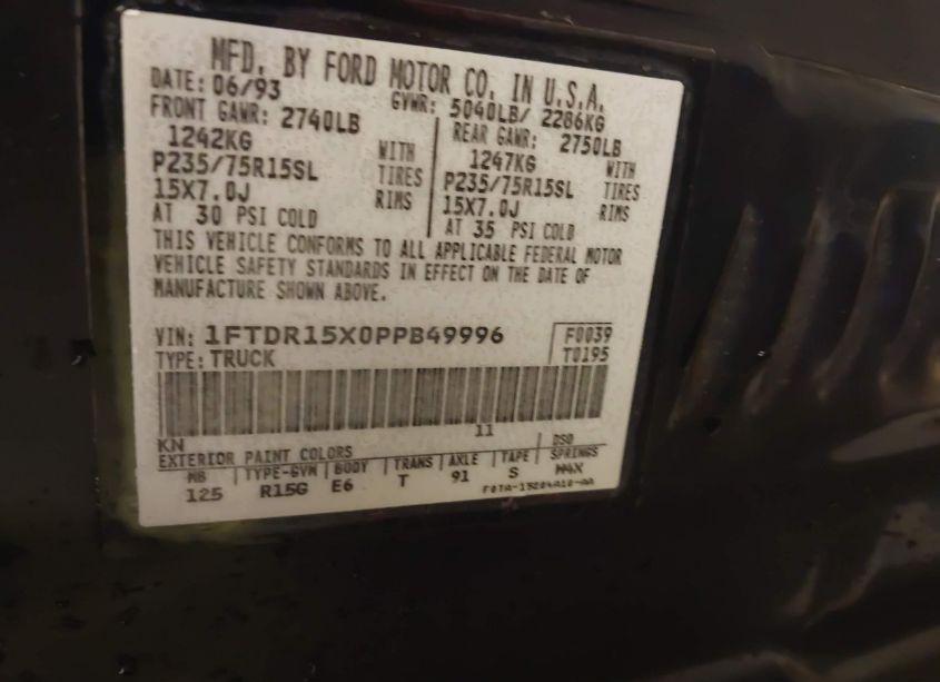Photo 9 of 1993 Ford Ranger SUPER CAB (VIN 1FTDR15X0PPB49996)