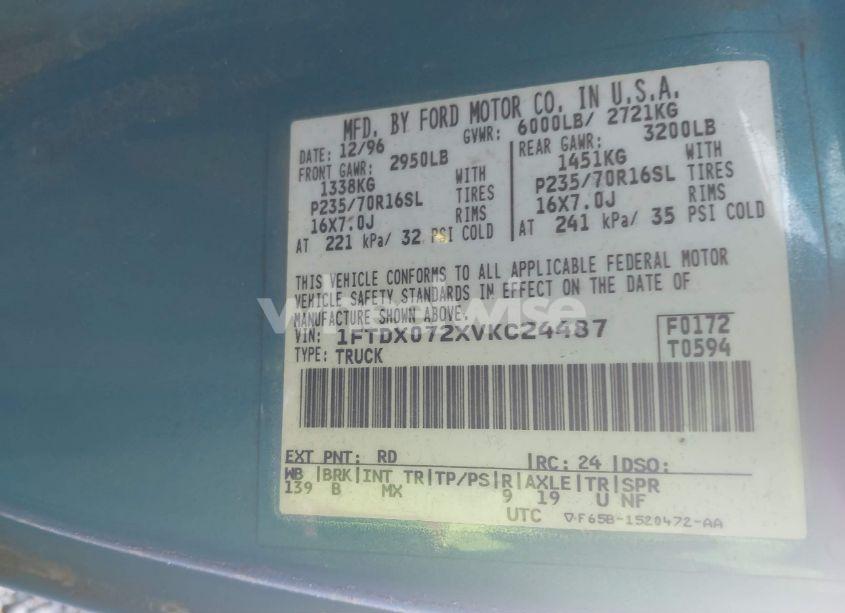 Photo 9 of 1997 Ford F-150 XL/XLT (VIN 1FTDX072XVKC24487)