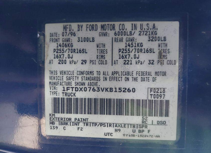 Photo 9 of 1997 Ford F-150 LARIAT/STANDARD/XL/XLT (VIN 1FTDX0763VKB15260)