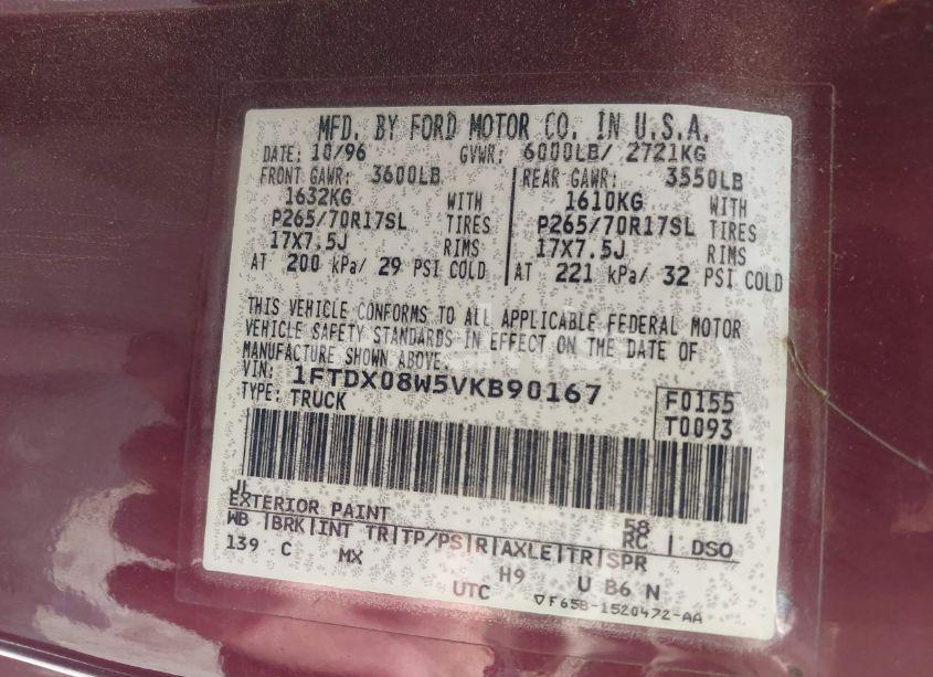 Photo 9 of 1997 Ford F-150 LARIAT/XL/XLT (VIN 1FTDX08W5VKB90167)