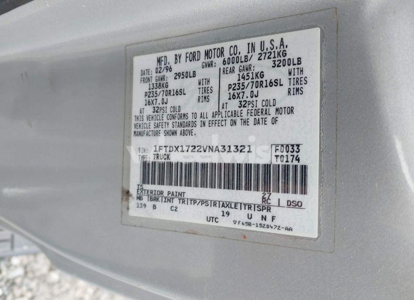 Photo 9 of 1997 Ford F-150 STANDARD/XL/XLT (VIN 1FTDX1722VNA31321)