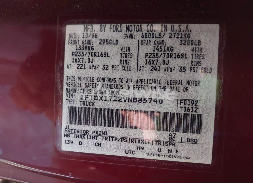 Photo 9 of 1997 Ford F-150 STANDARD/XL/XLT (VIN 1FTDX1722VNB85740)