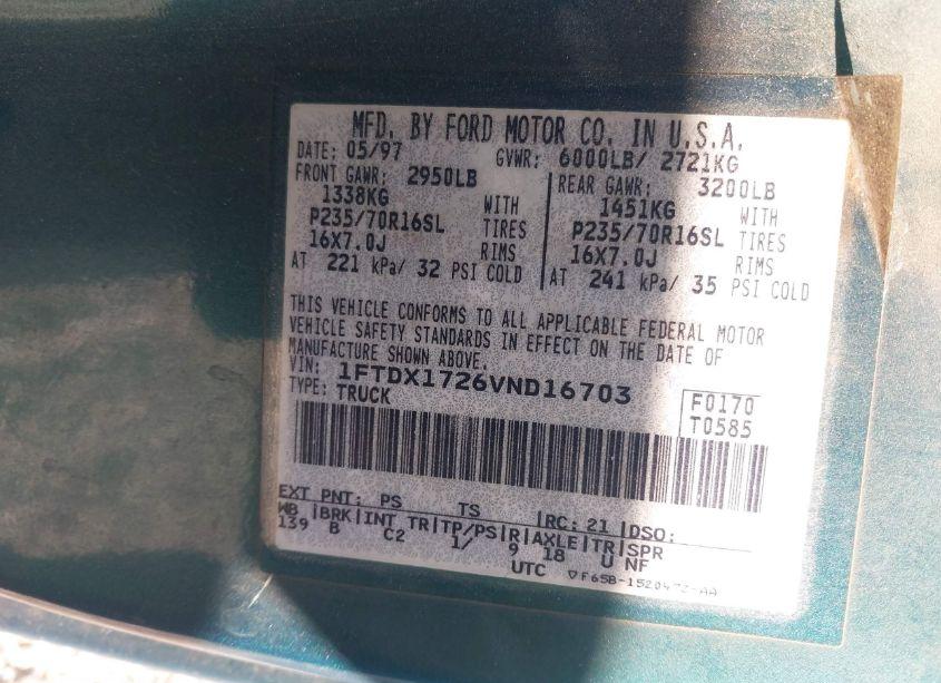 Photo 9 of 1997 Ford F-150 STANDARD/XL/XLT (VIN 1FTDX1726VND16703)