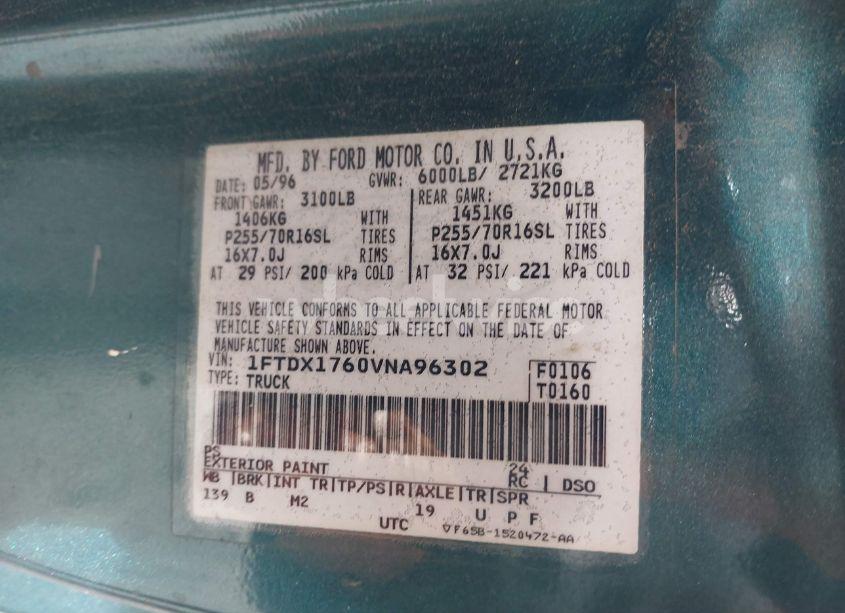 Photo 9 of 1997 Ford F-150 (VIN 1FTDX1760VNA96302)