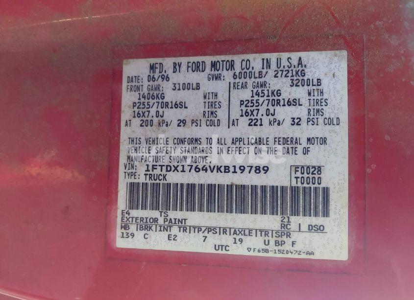 Photo 9 of 1997 Ford F-150 LARIAT/STANDARD/XL/XLT (VIN 1FTDX1764VKB19789)