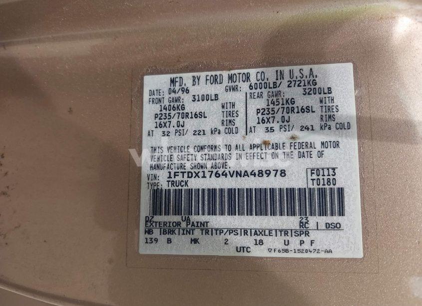 Photo 9 of 1997 Ford F-150 LARIAT/STANDARD/XL/XLT (VIN 1FTDX1764VNA48978)