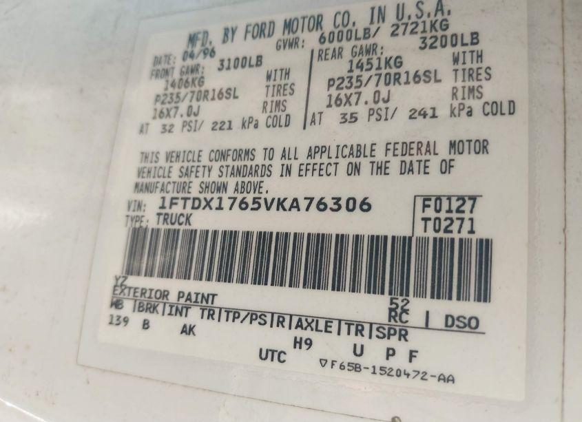 Photo 9 of 1997 Ford F-150 (VIN 1FTDX1765VKA76306)