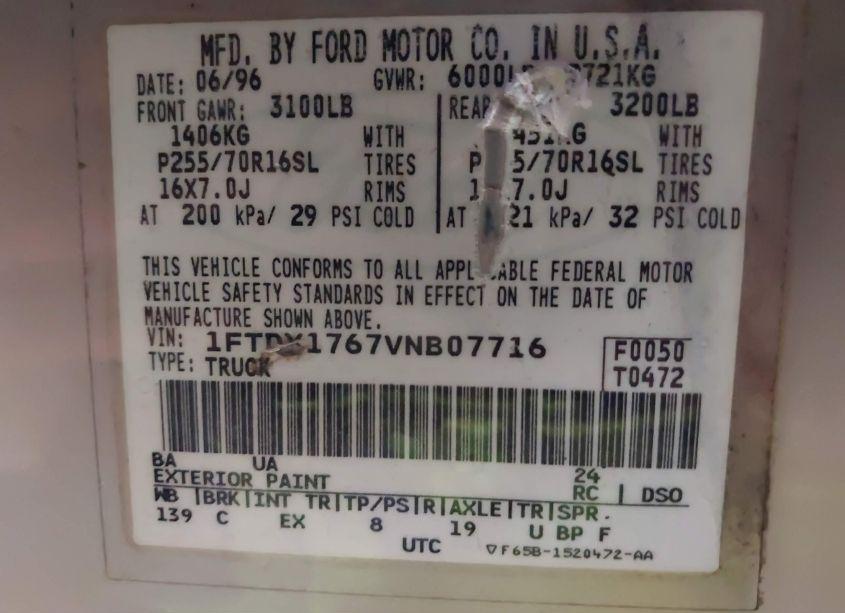 Photo 9 of 1997 Ford F-150 LARIAT/STANDARD/XL/XLT (VIN 1FTDX1767VNB07716)