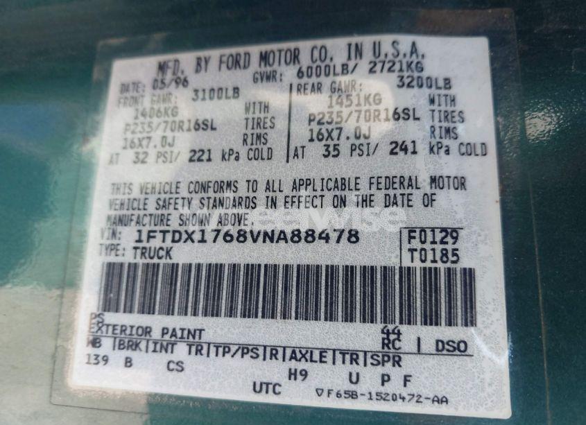 Photo 9 of 1997 Ford F-150 LARIAT/STANDARD/XL/XLT (VIN 1FTDX1768VNA88478)