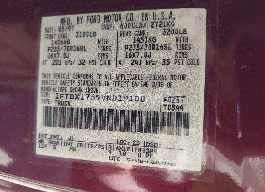 Photo 9 of 1997 Ford F-150 LARIAT/STANDARD/XL/XLT (VIN 1FTDX1769VND19100)