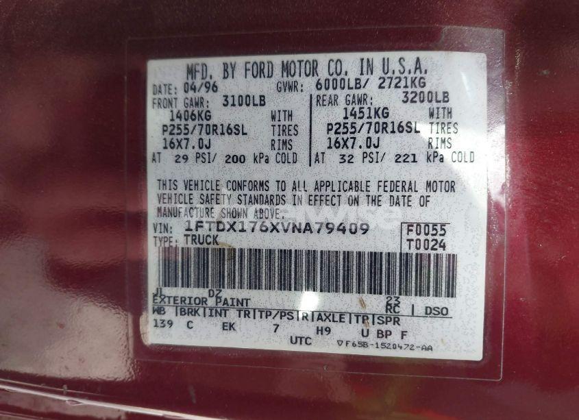 Photo 9 of 1997 Ford F-150 LARIAT/STANDARD/XL/XLT (VIN 1FTDX176XVNA79409)