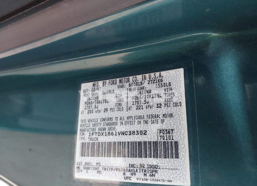 Photo 9 of 1997 Ford F-150 LARIAT/XL/XLT (VIN 1FTDX1861VNC38302)