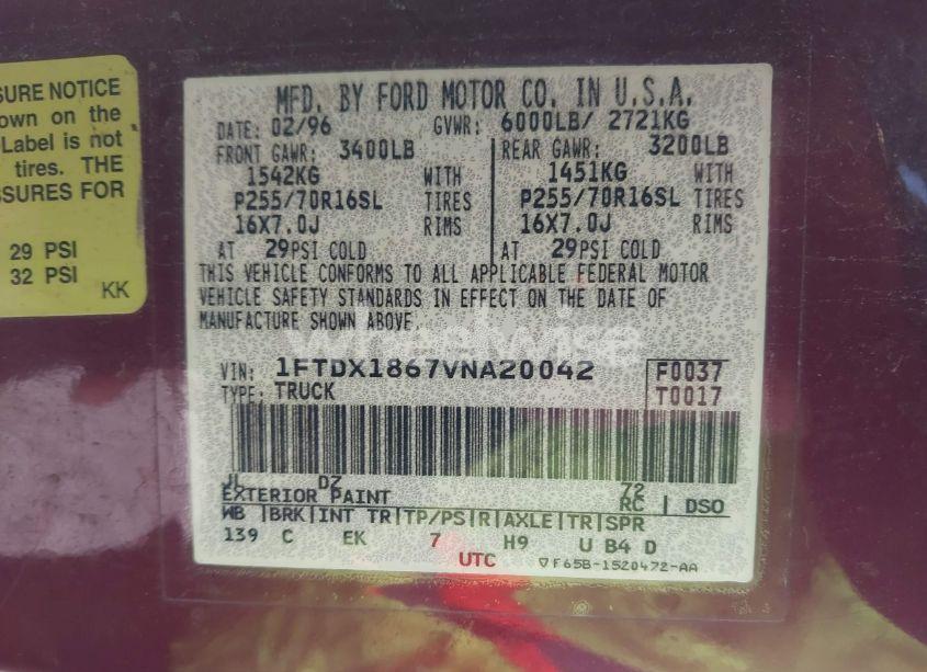 Photo 9 of 1997 Ford F-150 LARIAT/XL/XLT (VIN 1FTDX1867VNA20042)