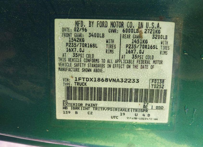 Photo 9 of 1997 Ford F-150 LARIAT/XL/XLT (VIN 1FTDX1868VNA32233)