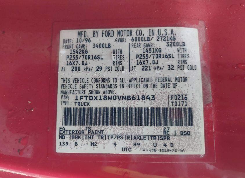 Photo 9 of 1997 Ford F-150 LARIAT/XL/XLT (VIN 1FTDX18W0VNB61843)