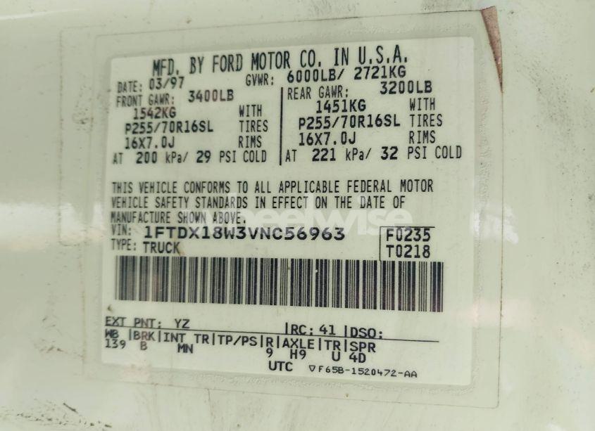 Photo 9 of 1997 Ford F-150 LARIAT/XL/XLT (VIN 1FTDX18W3VNC56963)