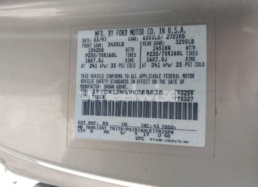 Photo 9 of 1997 Ford F-150 LARIAT/XL/XLT (VIN 1FTDX18W4VKC88838)