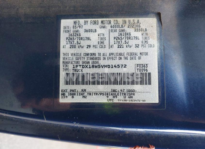 Photo 9 of 1997 Ford F-150 LARIAT/XL/XLT (VIN 1FTDX18W5VND14572)