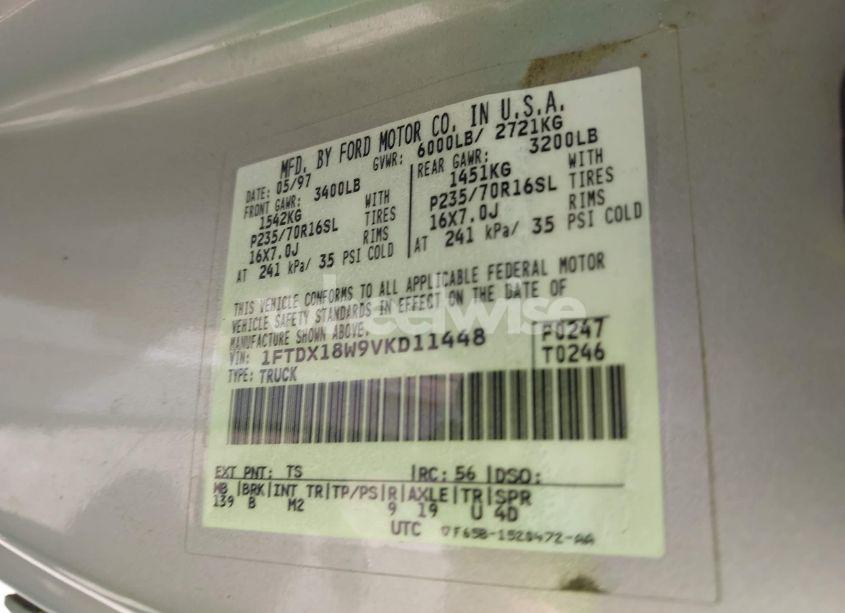 Photo 9 of 1997 Ford F-150 LARIAT/XL/XLT (VIN 1FTDX18W9VKD11448)