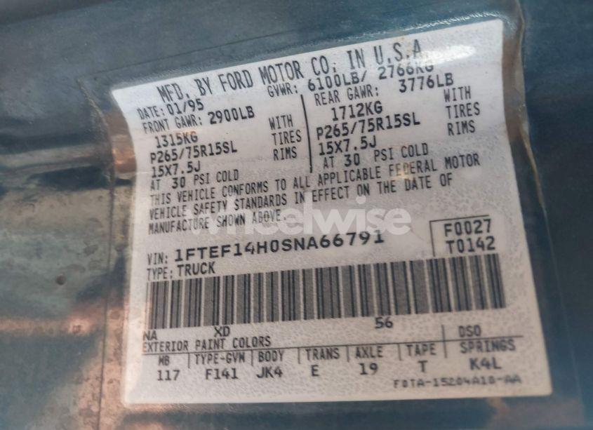 Photo 9 of 1995 Ford F150 (VIN 1FTEF14H0SNA66791)