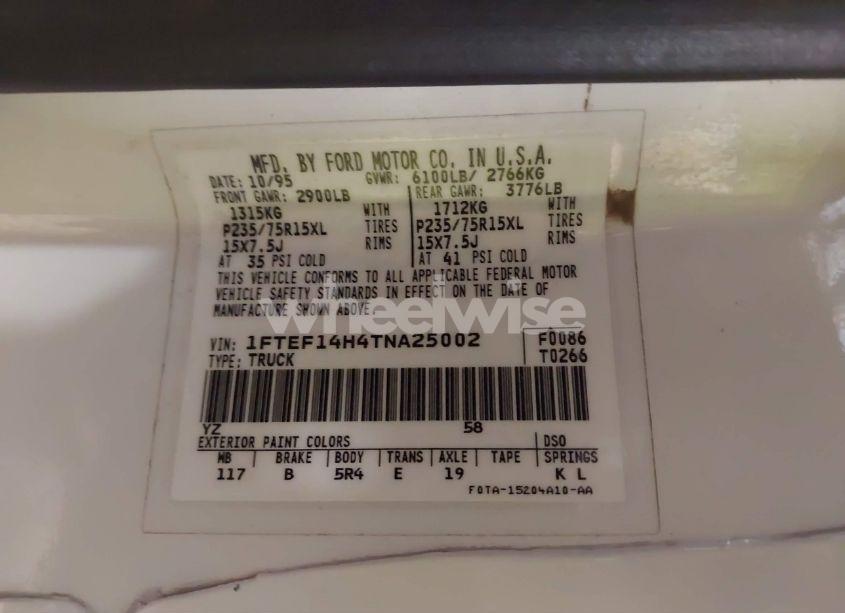 Photo 9 of 1996 Ford F150 (VIN 1FTEF14H4TNA25002)