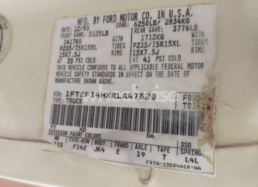 Photo 9 of 1994 Ford F150 N/A (VIN 1FTEF14HXRLA47820)