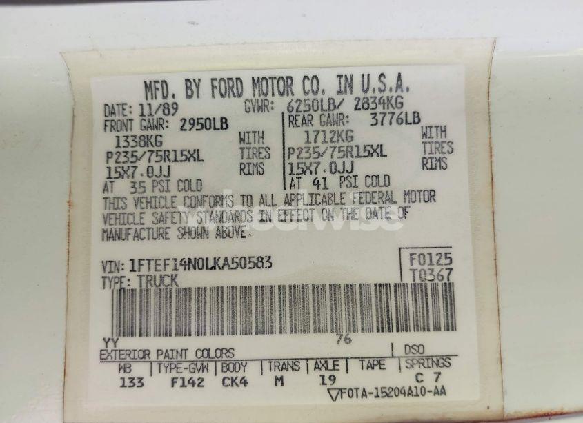 Photo 9 of 1990 Ford F150 N/A (VIN 1FTEF14N0LKA50583)