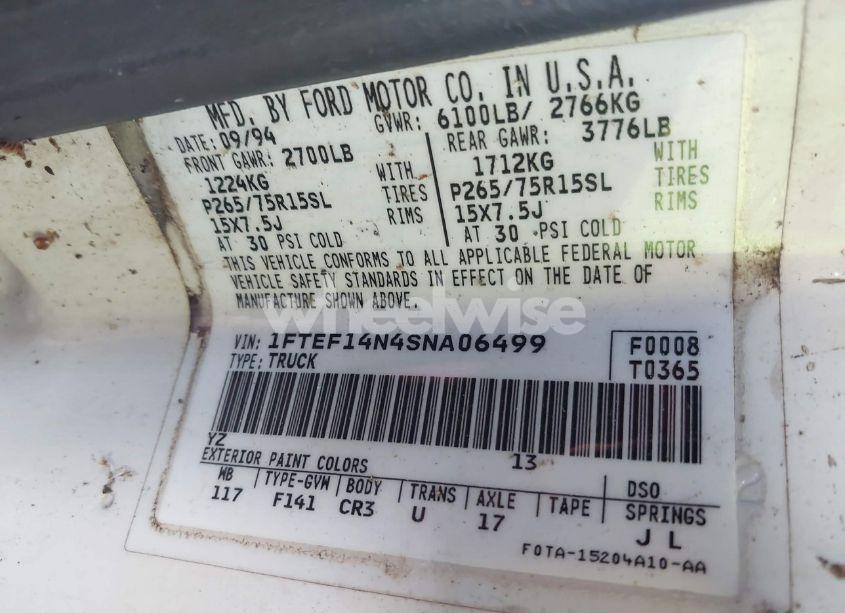 Photo 9 of 1995 Ford F150 N/A (VIN 1FTEF14N4SNA06499)