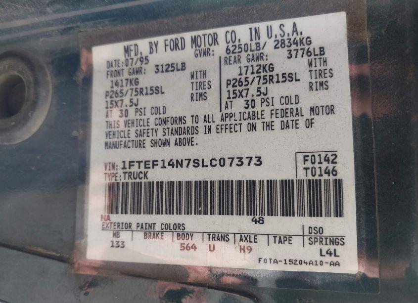 Photo 9 of 1995 Ford F150 (VIN 1FTEF14N7SLC07373)