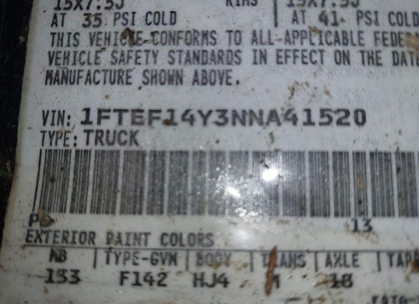 Photo 9 of 1992 Ford F150 (VIN 1FTEF14Y3NNA41520)