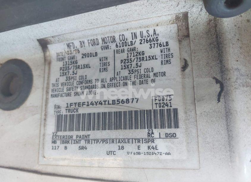 Photo 9 of 1996 Ford F150 (VIN 1FTEF14Y4TLB56877)