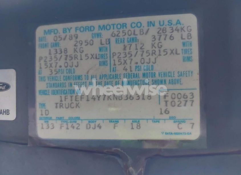 Photo 9 of 1989 Ford F150 (VIN 1FTEF14Y7KNB36318)