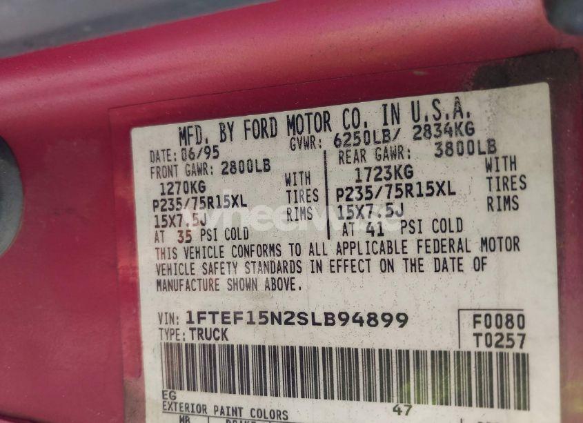 Photo 9 of 1995 Ford F150 (VIN 1FTEF15N2SLB94899)