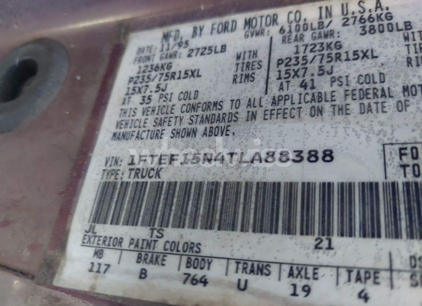 Photo 9 of 1996 Ford F150 (VIN 1FTEF15N4TLA88388)