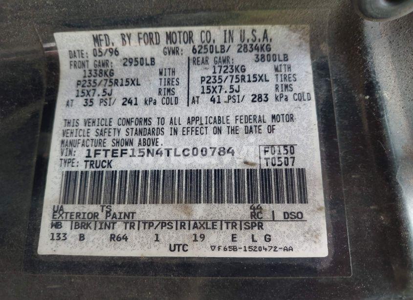 Photo 9 of 1996 Ford F150 (VIN 1FTEF15N4TLC00784)