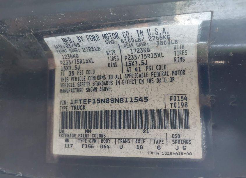 Photo 9 of 1995 Ford F150 N/A (VIN 1FTEF15N8SNB11545)