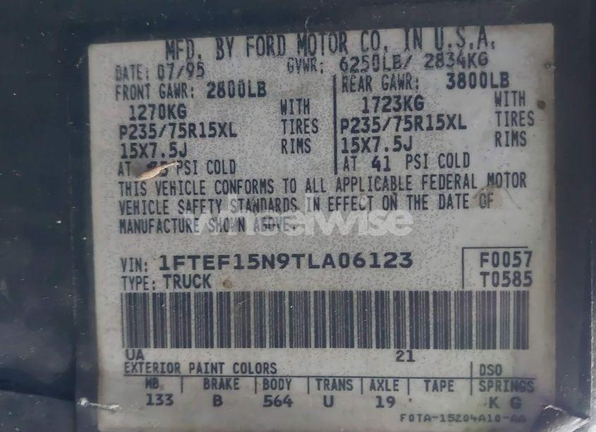 Photo 9 of 1996 Ford F150 (VIN 1FTEF15N9TLA06123)