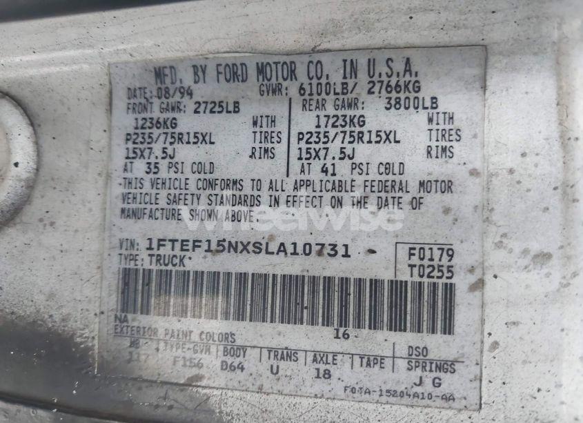 Photo 9 of 1995 Ford F150 (VIN 1FTEF15NXSLA10731)