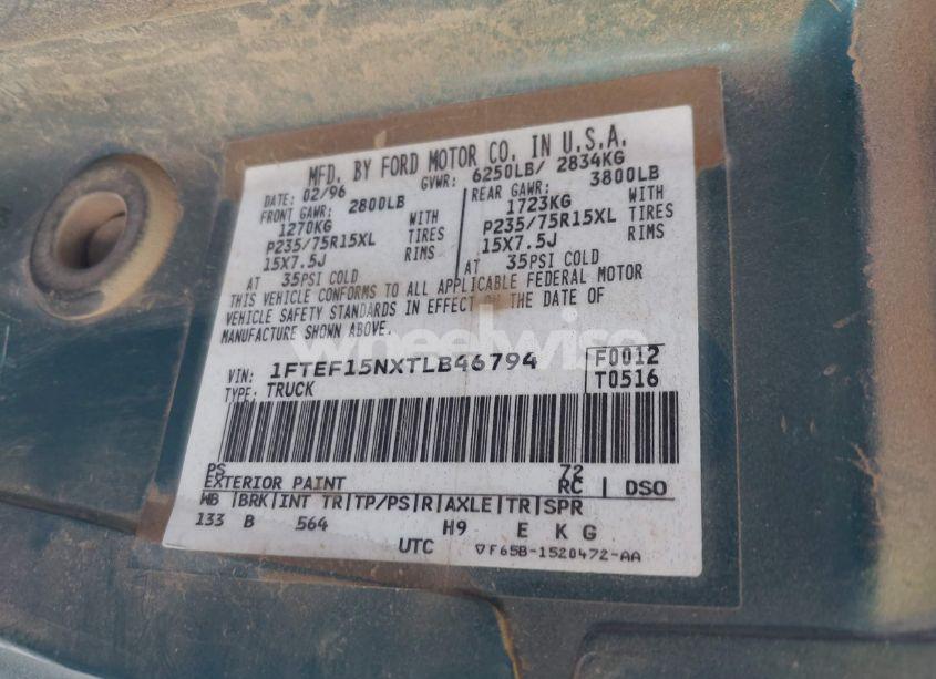Photo 9 of 1996 Ford F150 (VIN 1FTEF15NXTLB46794)