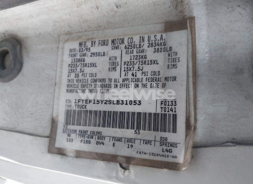 Photo 9 of 1995 Ford F150 N/A (VIN 1FTEF15Y2SLB31053)